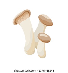 King oyster mushroom vector illustration. Cute concept of King oyster mushroom