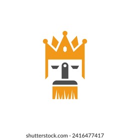 King of paint, crown and brush logo design combination.