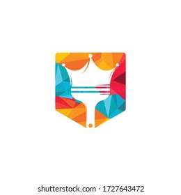 King paint vector logo design. Crown and paint brush icon.