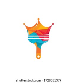 King paint vector logo design. Crown and paint brush icon.