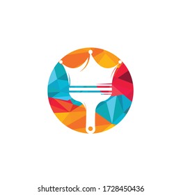 King paint vector logo design. Crown and paint brush icon.