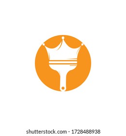 King paint vector logo design. Crown and paint brush icon.