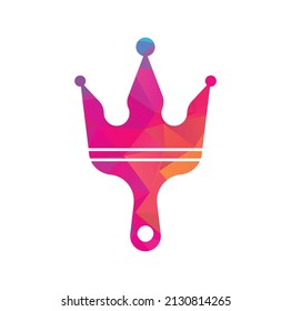 King paint vector logo design. Crown and paint brush icon.	