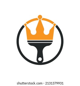 King paint vector logo design. Crown and paint brush icon.	