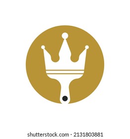 Diseño del logotipo del vector de pintura King. Icono de la corona y el pincel de pintura.	