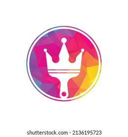 King paint vector logo design. Crown and paint brush icon.
