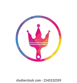 King paint vector logo design. Crown and paint brush icon.