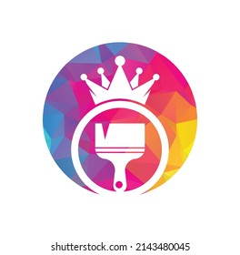 King malen Vektorlogo-Design. Das Symbol wird gekrönt und gestrichen.