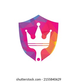 Diseño del logotipo del vector de pintura King. Icono de la corona y el pincel de pintura.