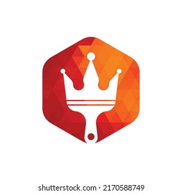 King paint vector logo design. Crown and paint brush icon.