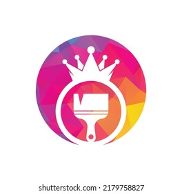 Diseño del logotipo del vector de pintura King. Icono de la corona y el pincel de pintura.