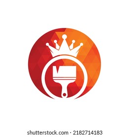King paint vector logo design. Crown and paint brush icon.