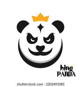 king panda head logo with crown