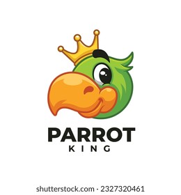 King Parrot Head Cartoon Creative Mascot Logo