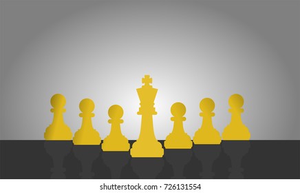 King with pawns chess. Leadership in business and management concept