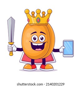 king peach cartoon mascot character vector illustration design