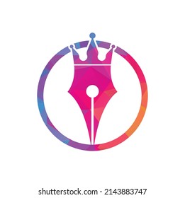 King pen vector logo design. Royal Pen crown Logo design vector template.