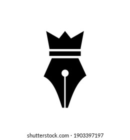 King pen writer vector flat illustration template. This design use crown symbol as nobility logo.