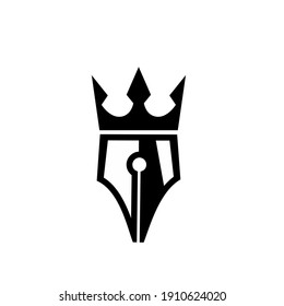 Plantilla de ilustración plana vectorial de la escritura King. Este diseño utiliza el símbolo de la corona como logotipo de la nobleza.	