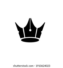 King pen writer vector flat illustration template. This design use crown symbol as nobility logo.	