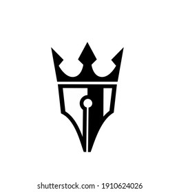 Plantilla de ilustración plana vectorial de la escritura King. Este diseño utiliza el símbolo de la corona como logotipo de la nobleza.	