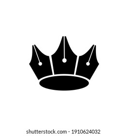 King pen writer vector flat illustration template. This design use crown symbol as nobility logo.	