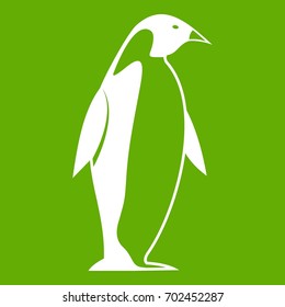 King penguin icon white isolated on green background. Vector illustration