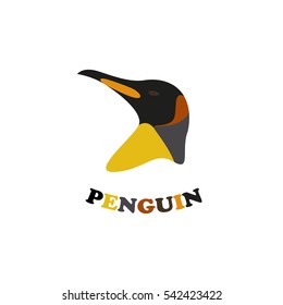King penguin logo emblem on white background. Penguin head vector illustration.