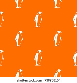 King penguin pattern repeat seamless in orange color for any design. Vector geometric illustration