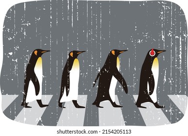 King Penguin walking, Penguin seed series, vector illustration