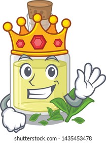 King peppermint oil above wooden mascot table