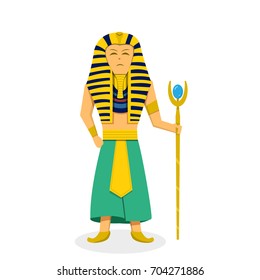 King Pharaoh on white in flat style, vector design 