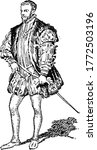 King Philip II, King of Spain, 1554 to 1598, vintage line drawing or engraving illustration.