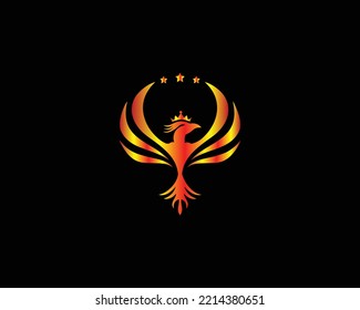 King Phoenix Logo Icon Design Vector Template Concept.