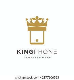King phone, phone with crown luxury logo design vector