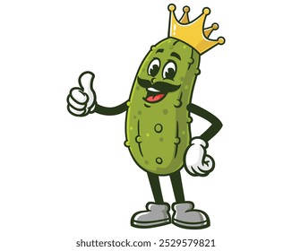 King Pickle Cartoon Mascot Illustration Character Vector Clip-art Hand-drawn Logo Design