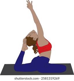 King Pigeon Pose Eka Pada Rajakapotasana Yoga Vector