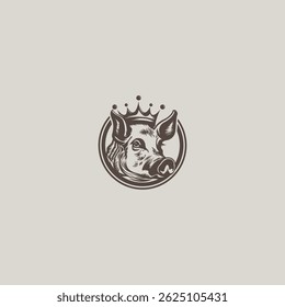 O logotipo do rei de porcos é perfeito para a identidade corporativa, nome da loja, comunidade, marca registrada e outros