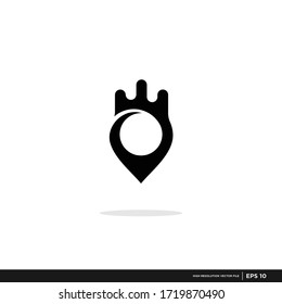 King Pin Creative Logo, Queen, Location, Premium Vector