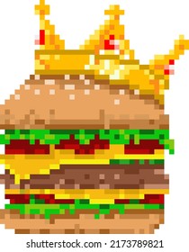 King Pixel Burger for Burger Lover and Food Lover. King Burger Pixel. 