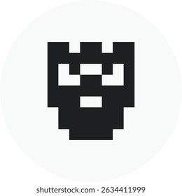 King Pixel Icon, 8 bit beard man avatar symbol vector design. Great for mobile, web design, game, etc.