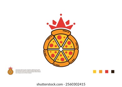 King Pizza logo design. Pizza with Crown logo combination