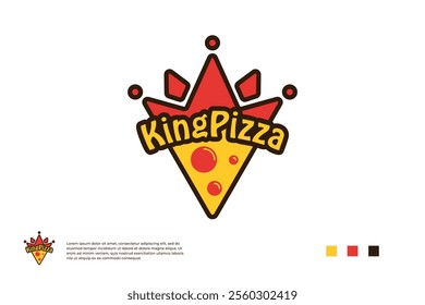 King Pizza logo design. Pizza with Crown logo combination