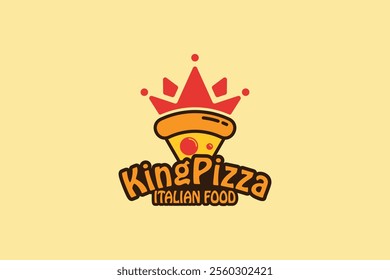 King Pizza logo design. Pizza with Crown logo combination