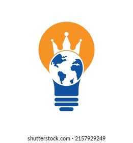King Planet bulb shape concept Vector Logo Design. Globe King Logo Icon Design.
