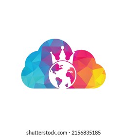 King Planet cloud shape concept Vector Logo Design. Globe King Logo Icon Design.