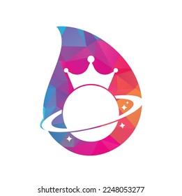 King Planet drop shape concept Vector Logo Design.