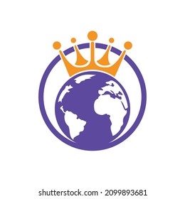 Diseño del logotipo del vector King Planet. Diseño de iconos con el logotipo de Globe King.	