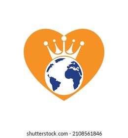 King Planet Vector Logo Design. Globe King Logo Icon Design.	