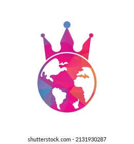 King Planet Vector Logo Design. Globe King Logo Icon Design.